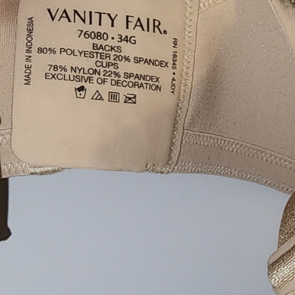 Vanity Fair Full Figure Beauty Back Smoother Bra 34G NWT - Picture 9 of 12